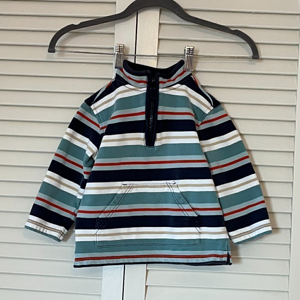 Janie and Jack pullover half-zip striped sweatshirt 2T cotton